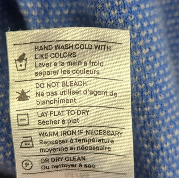 Vince Men’s Preppy Casual Birdseye Wool Cashmere Raglan Crew Sweater Blue Medium - Picture 12 of 12